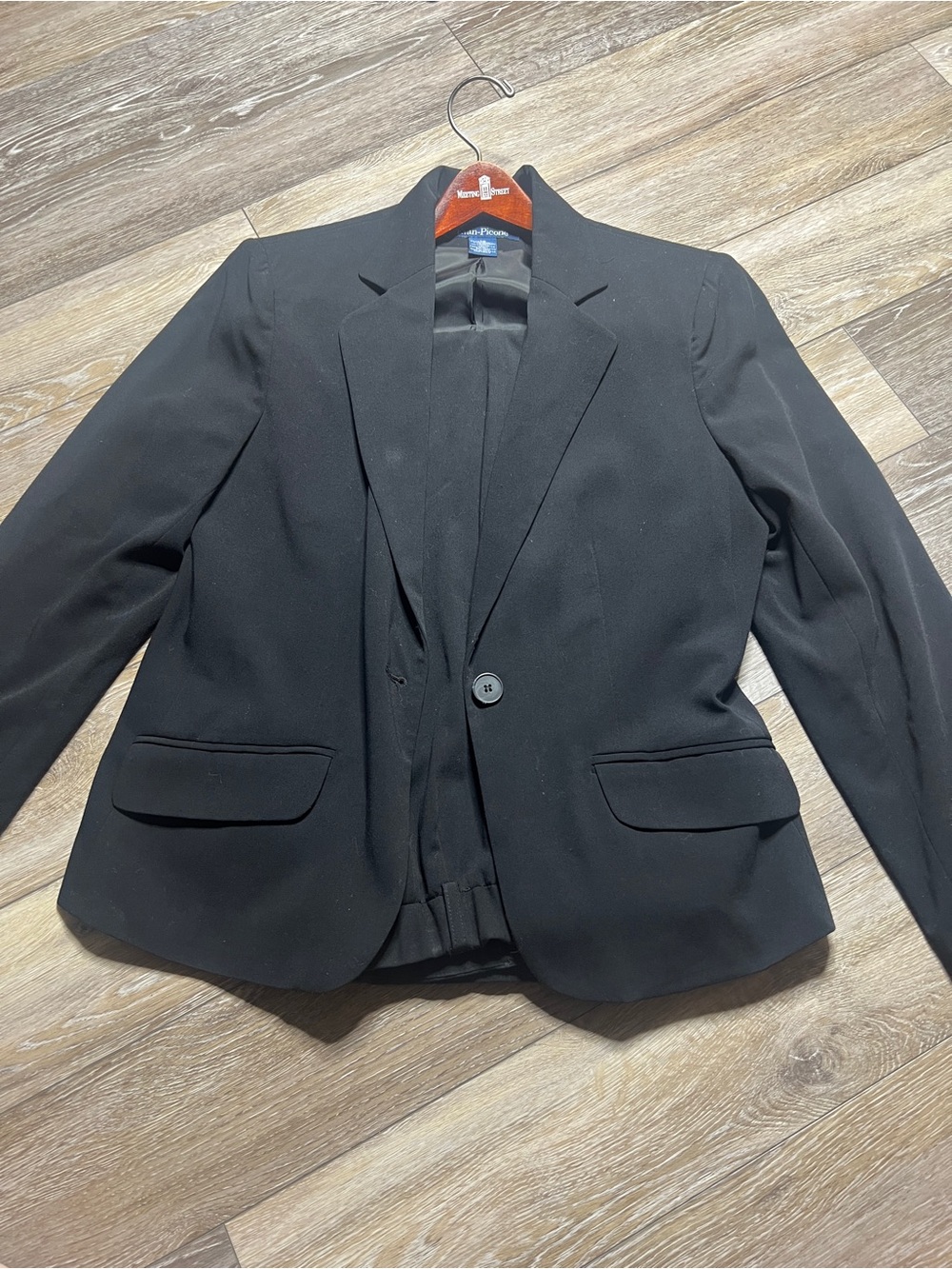 Vintage Evan Picone Classic Black Wide-Leg Jumpsuit with Blazer
